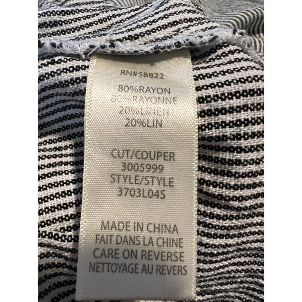 Max Studio Linen Blend Wide Leg Pants Size M Blue/White Stripe Beachy Pockets - Picture 6 of 8